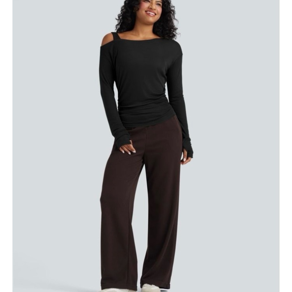 NWT Halara One-Shoulder Long Sleeve Asymmetrical Casual Shirt Small - Picture 7 of 12